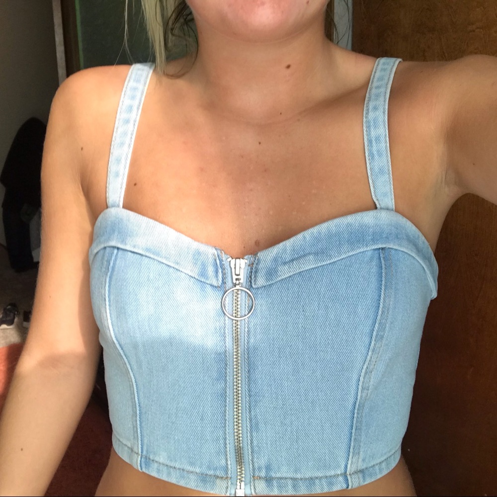 Forever21 Jean Zip-Up Top